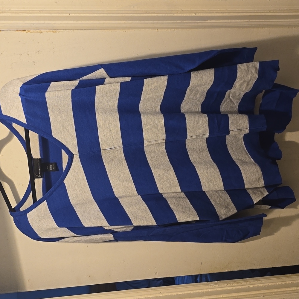 Lane Bryant Blue and gray stripes V-neck sweater